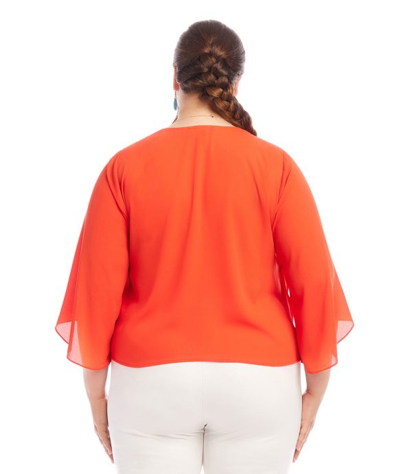 Plus Size Drape Front Crossover Top For Sale - Image 3