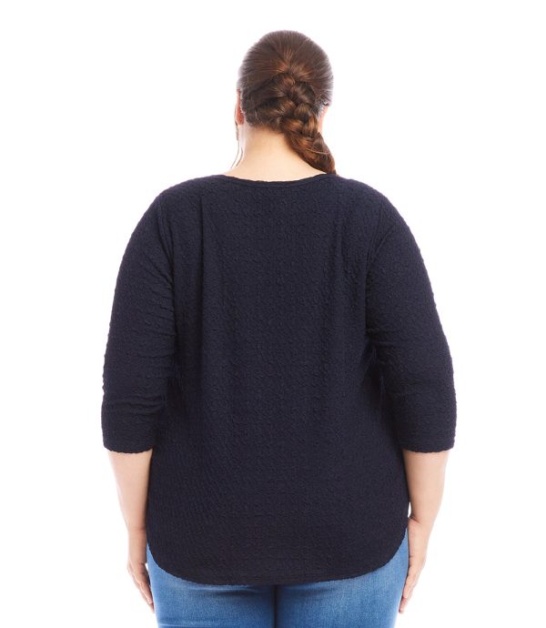 Plus Size 3 4 Sleeve Shirttail Top For Discount - Image 3