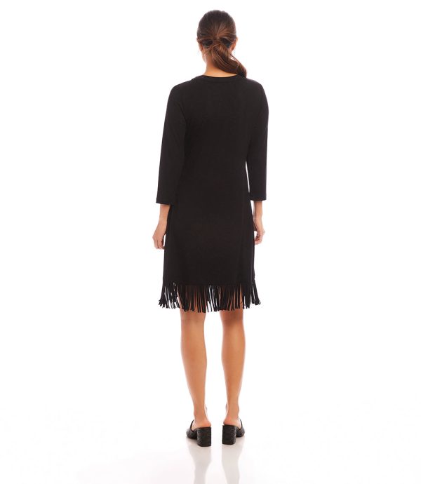 3 4 Sleeve Fringe Hem Dress Discount - Image 4