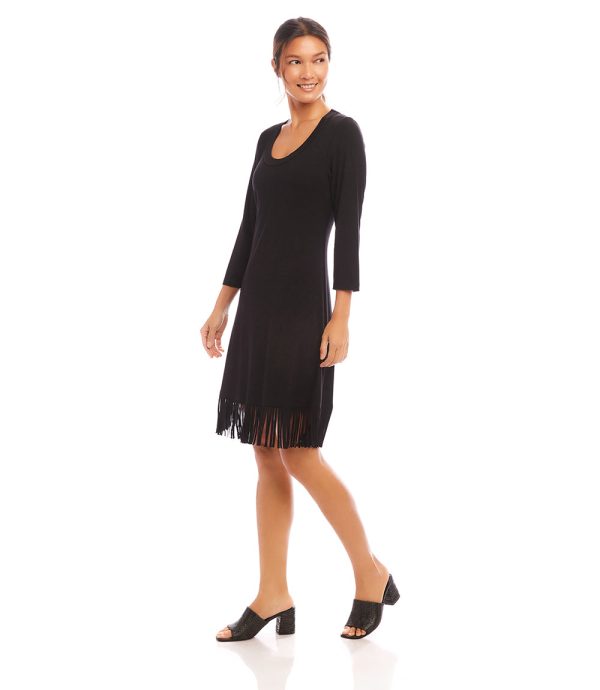3 4 Sleeve Fringe Hem Dress Discount - Image 3