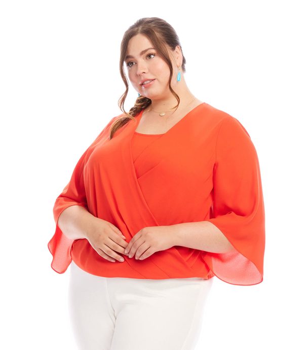 Plus Size Drape Front Crossover Top For Sale - Image 2
