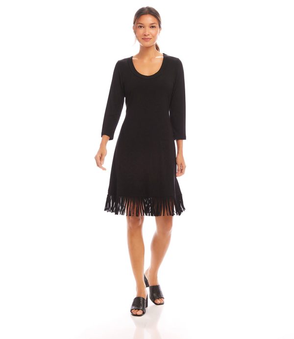 3 4 Sleeve Fringe Hem Dress Discount - Image 2