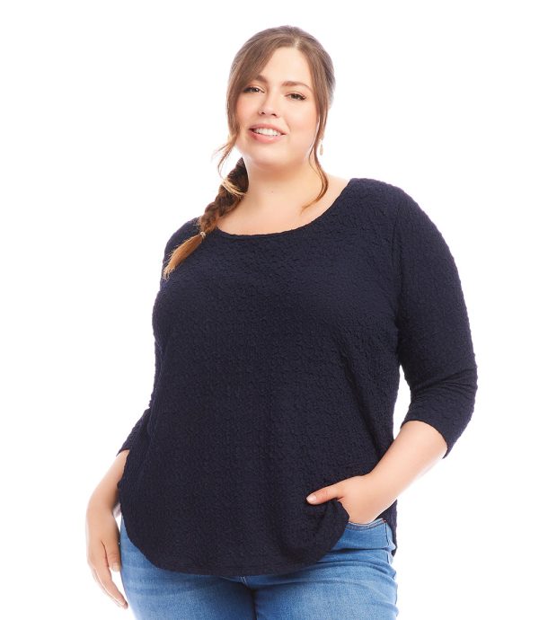 Plus Size 3 4 Sleeve Shirttail Top For Discount