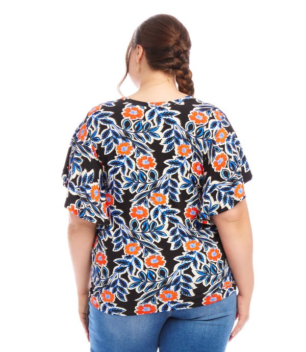 Plus Size Flutter Sleeve V-Neck Top Sale - Image 3