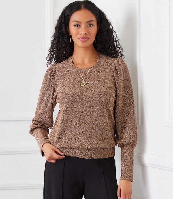 Bishop Sleeve Metallic Top on Sale