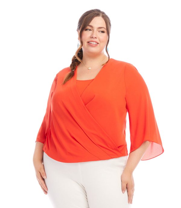 Plus Size Drape Front Crossover Top For Sale