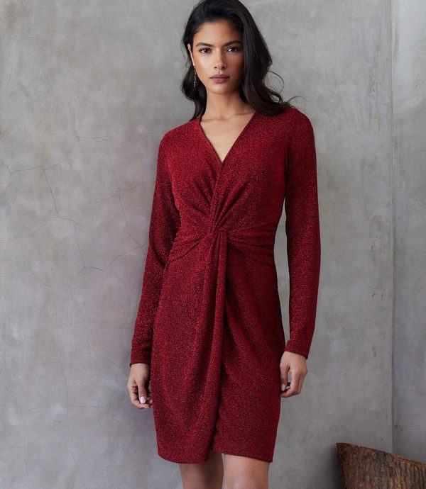 Twist Front Metallic Dress Sale