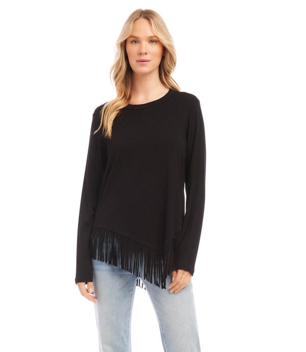 Petite Size Asymmetric Fringe Top Cheap