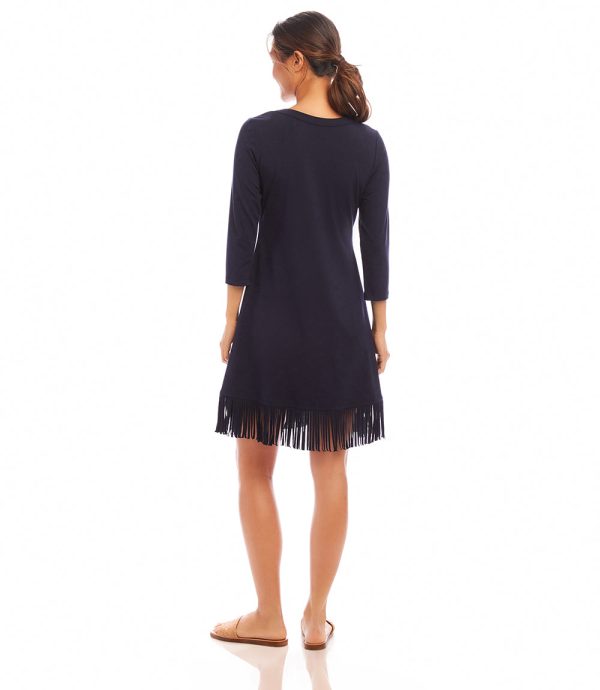 3 4 Sleeve Fringe Hem Dress Sale - Image 4