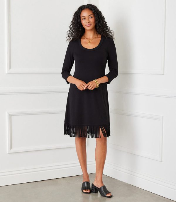 3 4 Sleeve Fringe Hem Dress Discount