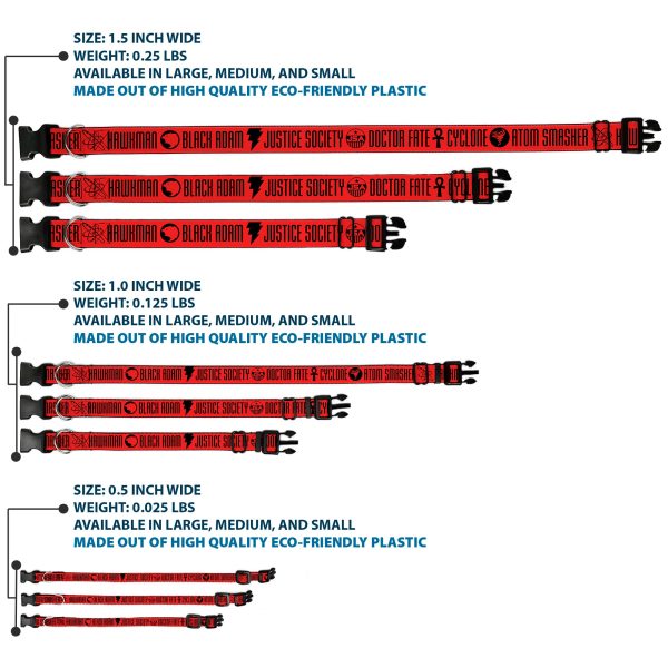 Plastic Clip Collar - Black Adam JUSTICE SOCIETY Icons and Text Red Black Online Hot Sale - Image 3